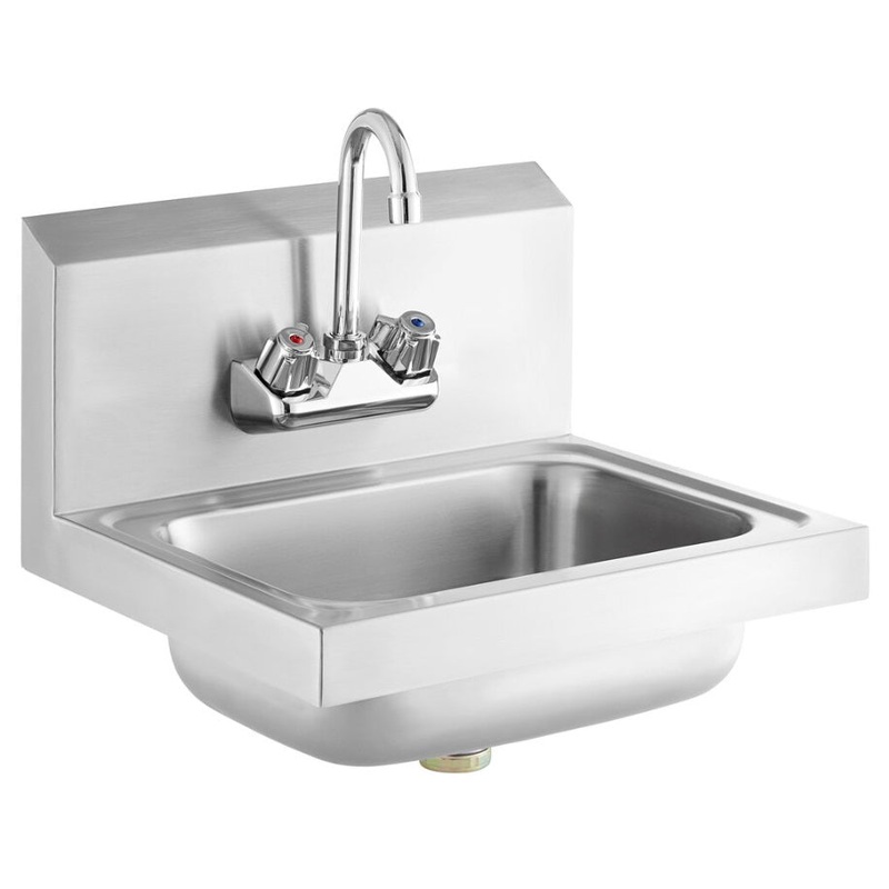 Culitek HS-12 Stainless Steel Wall Mount Hand Sink with Splash Mount Faucet and 8" x 10" x 5" Deep Bowl