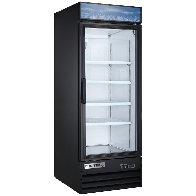 Culitek MRFS-1D/B SS-Series Black 1-Section 1 Glass Swing Door Merchandiser Refrigerator 28" - 23 cu. ft. - 115v