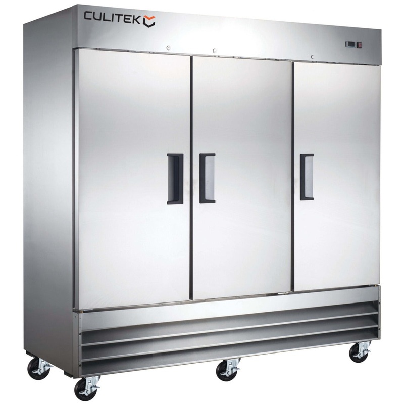 Culitek MRRF-3D SS-Series 3-Section 3 Solid Swing Door Reach-In Refrigerator 81" - 72 cu. ft. - 115v