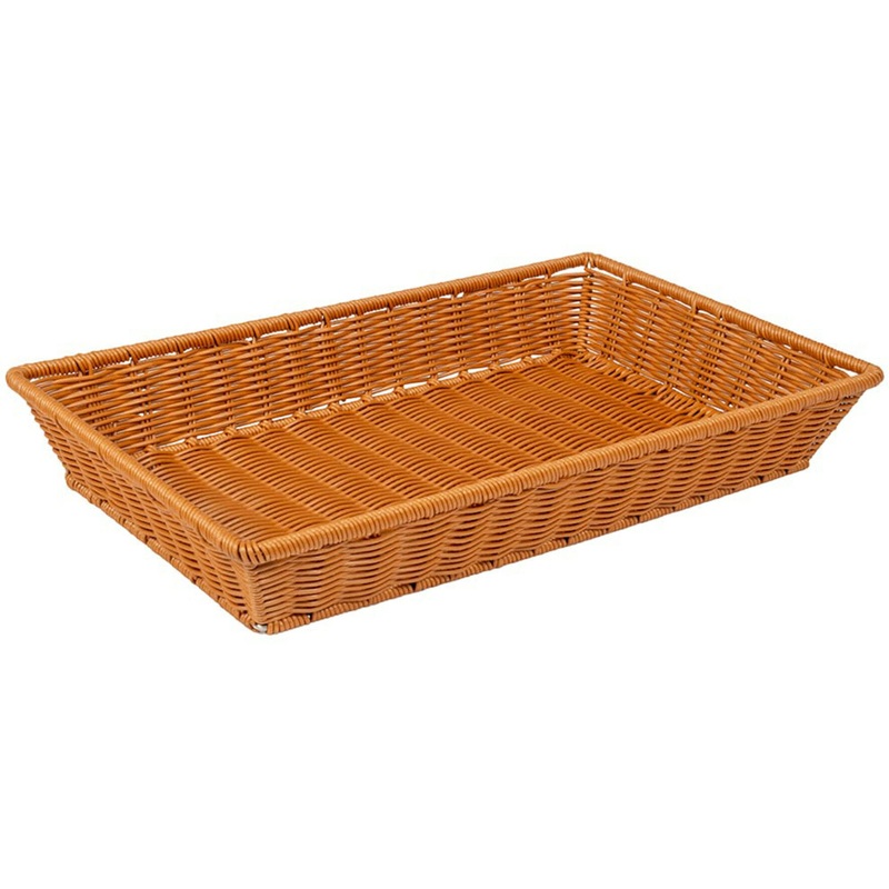 GET WB-1552-HY Designer Polyweave Bread & Bun Rectangular Basket 21" x 12-3/4" x 2-3/4"H - Honey - 12/Case