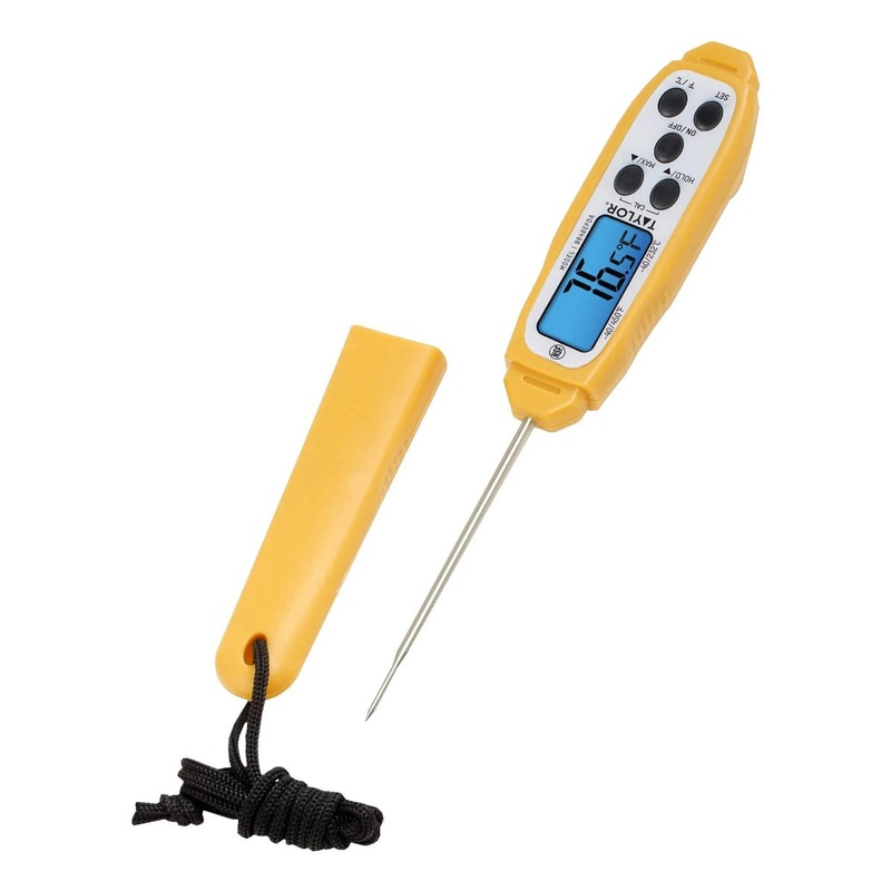 Taylor 9848EFDA Pen Style Waterproof Digital Probe Pocket Thermometer with LCD Display - Yellow - (-40 to 450 Deg. F)