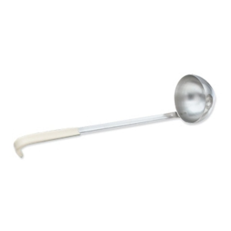 Vollrath 58333 Stainless Steel Ladle with Ivory Kool Touch Hooked Handle  12-5/8" Grooved Hooked Handle 3 oz.