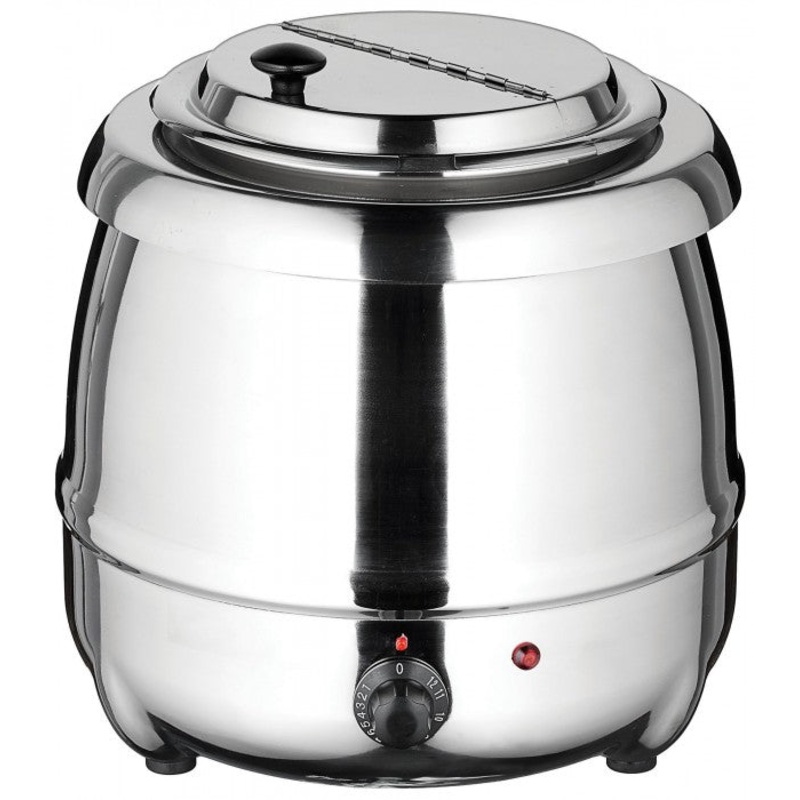 Winco ESW-70 Black Diamond Stainless Steel Countertop Electric Kettle Soup Warmer 10 Qt. - 120v