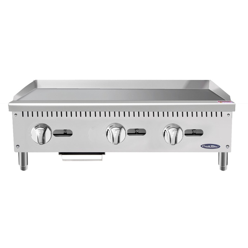 Atosa ATMG-36 CookRite Countertop Heavy-Duty Gas Griddle w/ 3 Burners, Steel Plate & Manual Control - 90,000 BTU
