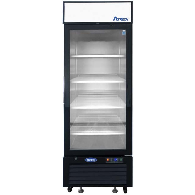 Atosa MCF8722GR Black 1-Section 1 Glass Swing Door Merchandiser Refrigerator 27" - 115v