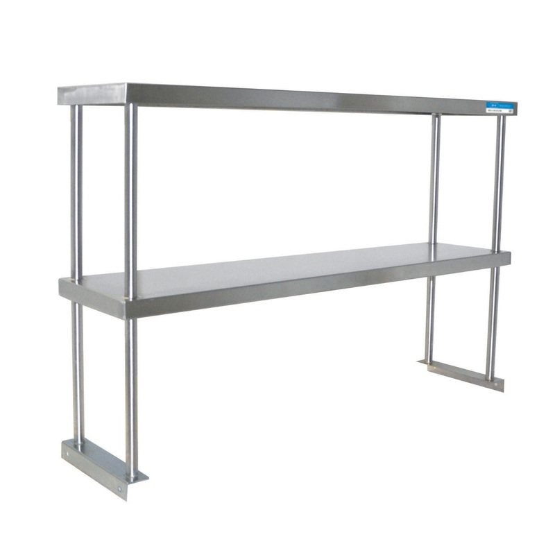 BK Resources BK-OSD-1860 Stainless Steel Table Mounted Double Overshelf 60"W x 18"D x 31-1/4"H