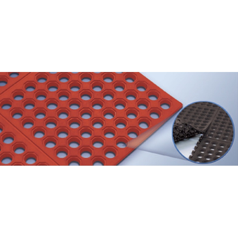Cactus Mat 2523-R VIP Prima Interlock Anti-Fatigue Floor Mat with Drain Holes 3' x 3' x 1/2" - Red