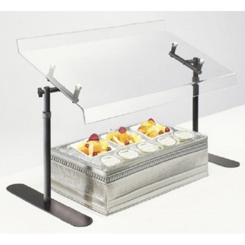 Cal-Mil 751-4 Portable Adjustable Angle Acrylic Sneezeguard with Black Metal Frame 48"