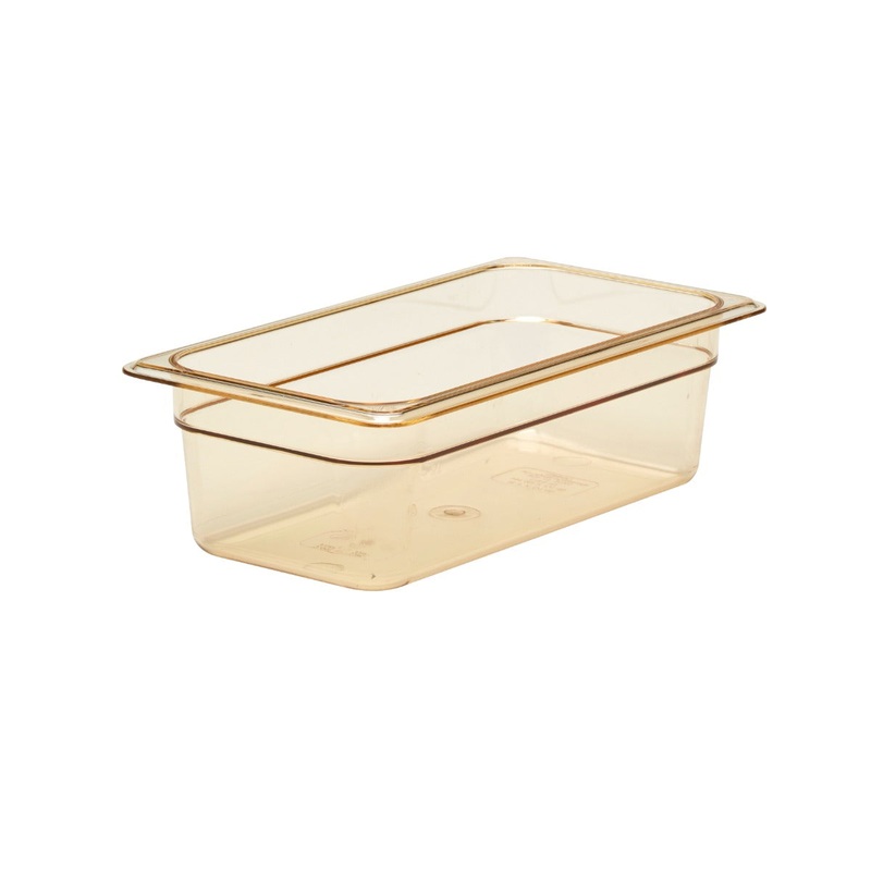Cambro 34HP150 H-Pan Plastic High Heat Food Pan - 1/3 Size, 4" Deep - Amber