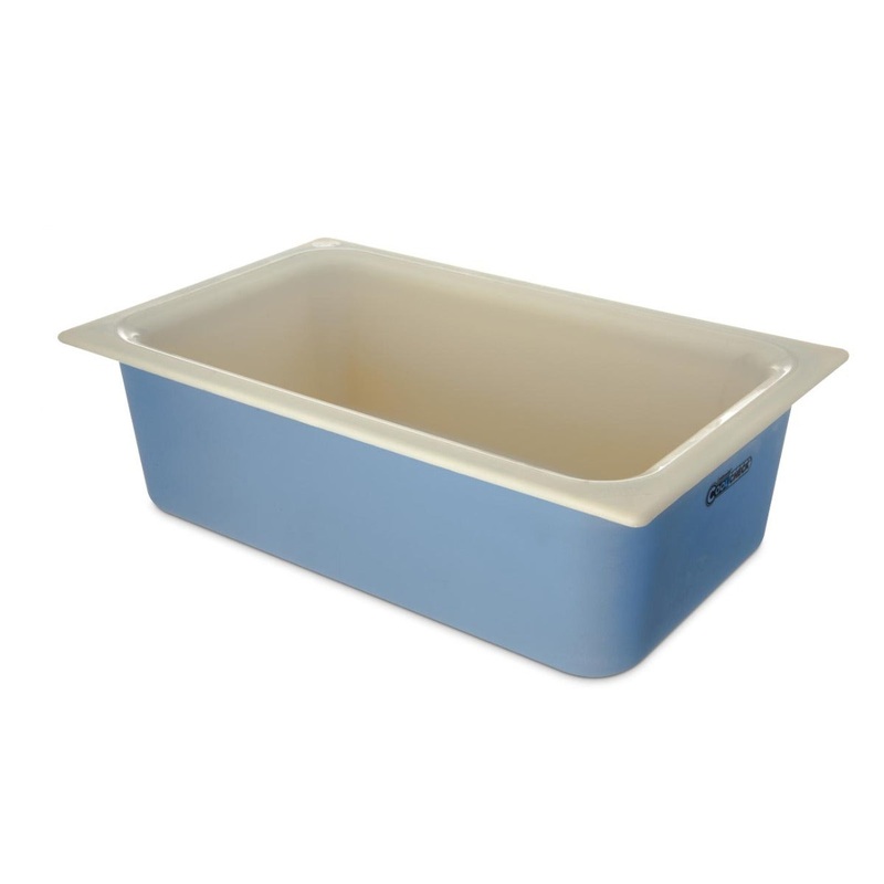 Carlisle CM1100C1402 Coldmaster Coolcheck Color Changing Plastic Food Pan 6" Deep - (1/1) Full Size - White/Blue