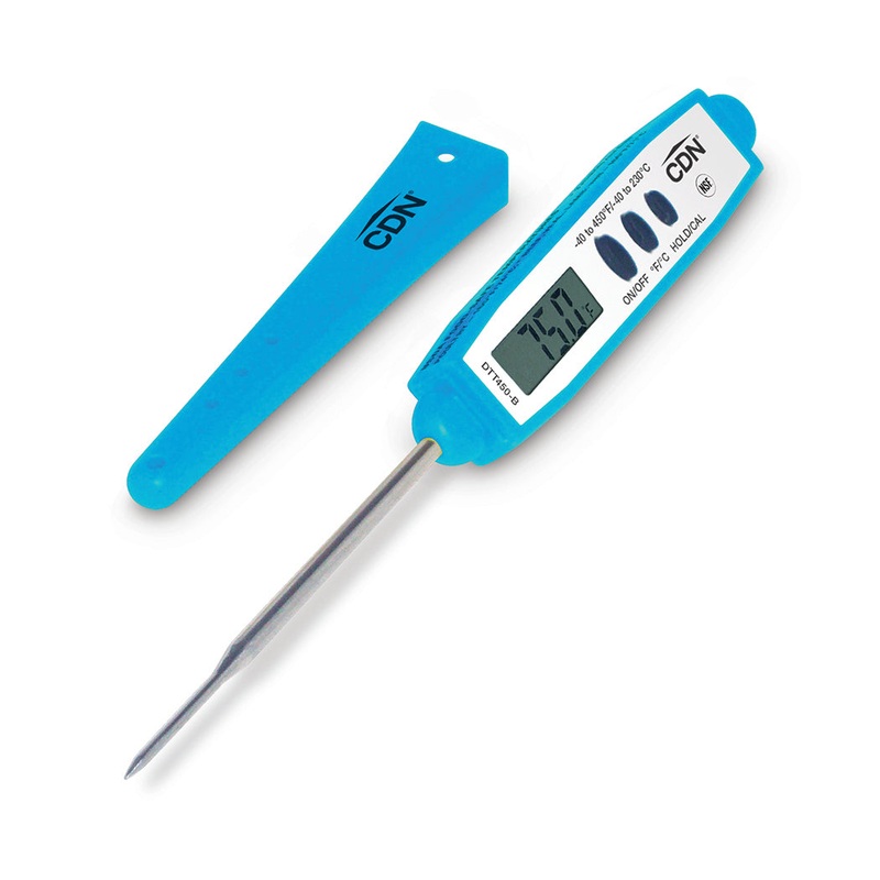 CDN DTT450-B Waterproof Thin Tip Digital Probe / Pocket Thermometer with 2-3/4" Stem - Blue - -40 to 450 Degrees F