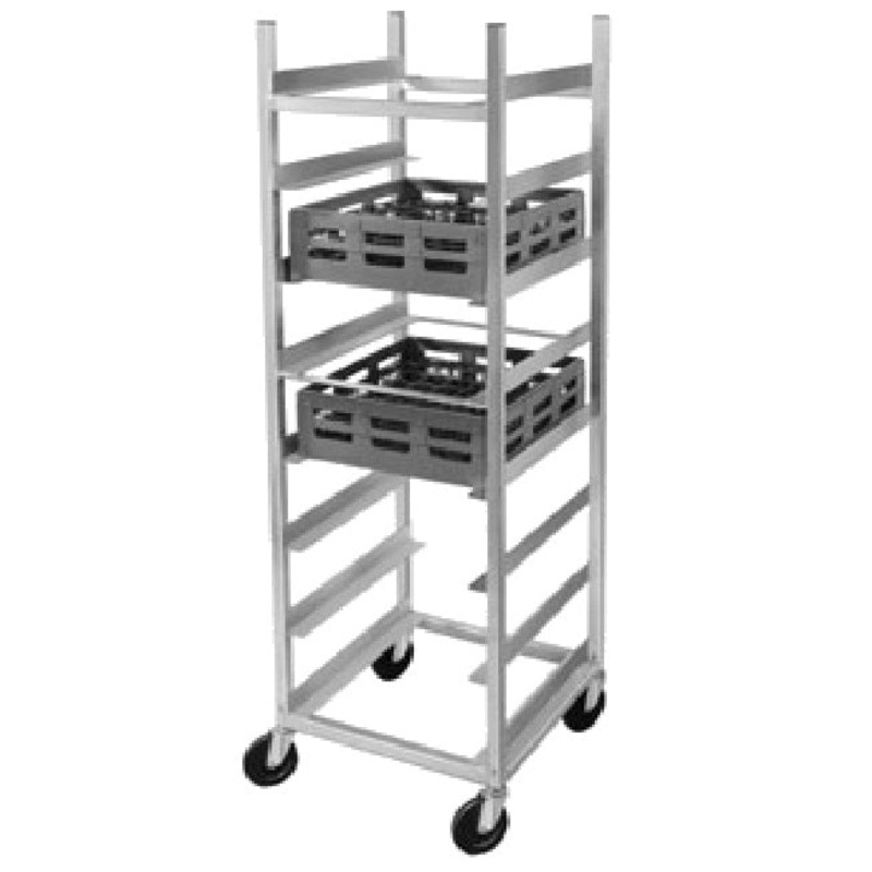 Channel GRR-8 Aluminum 8 Shelf Mobile Glass Rack Dolly with 8" Angle Spacing 24"W x 22"D x 70"H