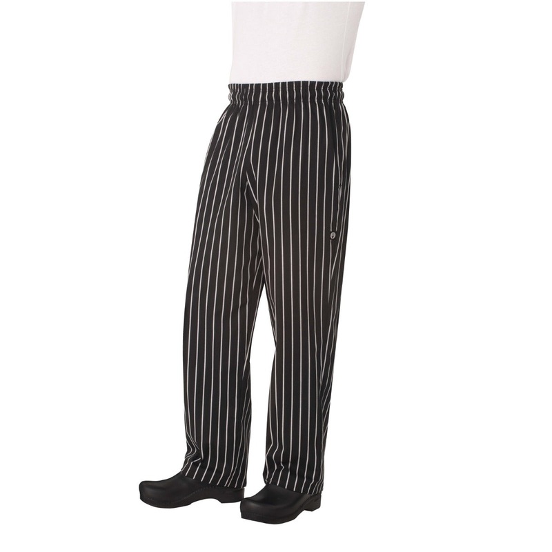 Chef Works GSBP000M Designer Baggy Chef Pants with Elastic Waistband and Drawstring - ChalkStripe / Medium