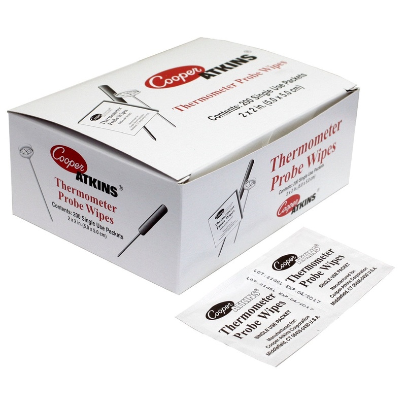 Cooper-Atkins 9150-0-8 200-Count Anti-Bacterial Thermometer Probe Wipes 2" x 2" - 10 Boxes/Case