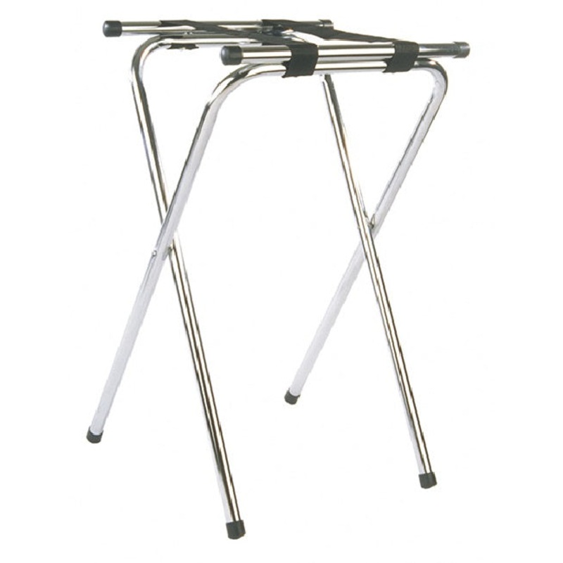 Crestware CTS Tubular Folding Tray Stand with Nylon Straps 32"H - Chrome