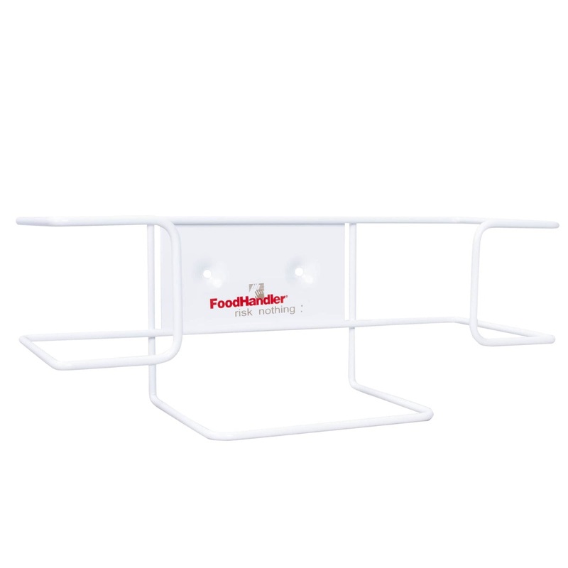 FoodHandler 11-002 Wall Mount Single-Pack Wire Glove Rack  - White - Fits all Size Cartons