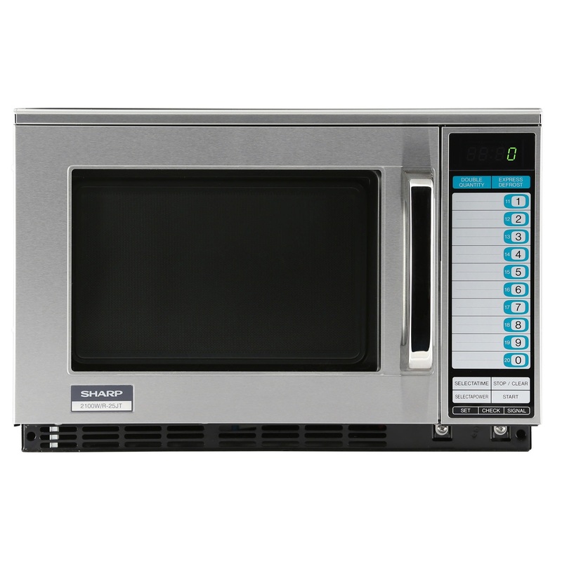 Sharp R-25JTF Stainless Steel Heavy Duty Commercial  Microwave Oven with Touch Pad Controls 20-1/8" - 0.7 cu. ft. - 230/208V, 2100W