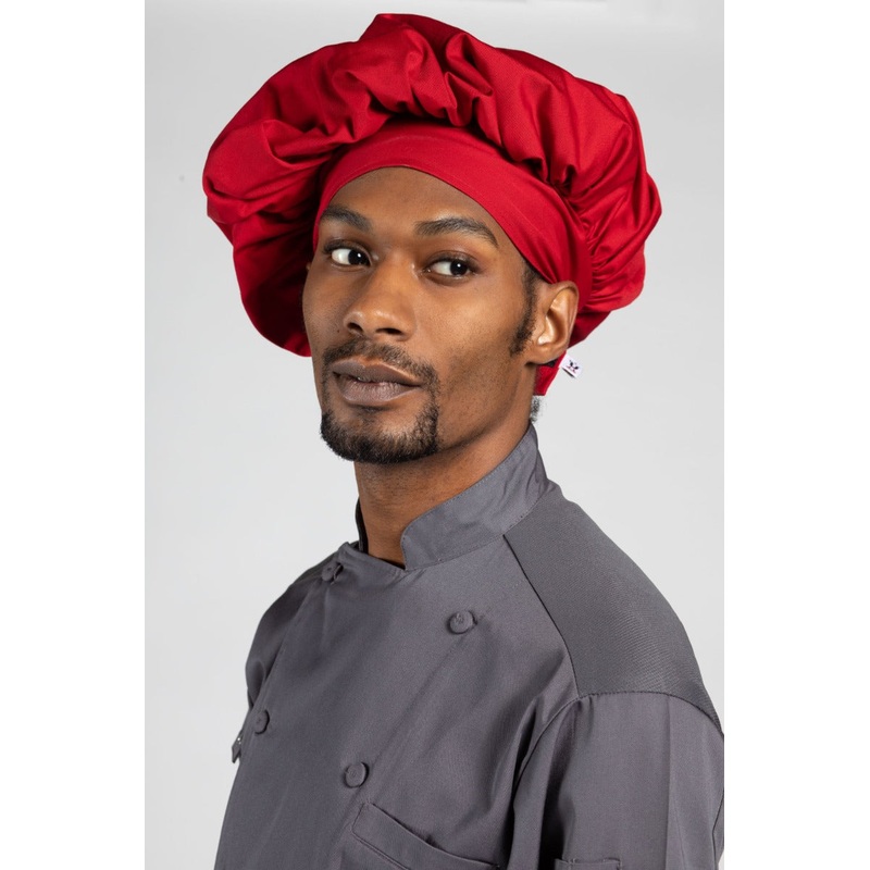 Uncommon Threads 0100-1900 Tall Poplin Chef Hat - Red / One Size
