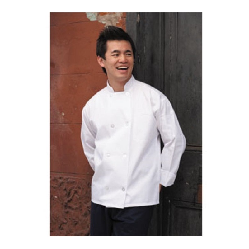 Uncommon Threads 0400-2507 Unisex Long Sleeve Double-Breasted Chef Coat - White / 3X-Large