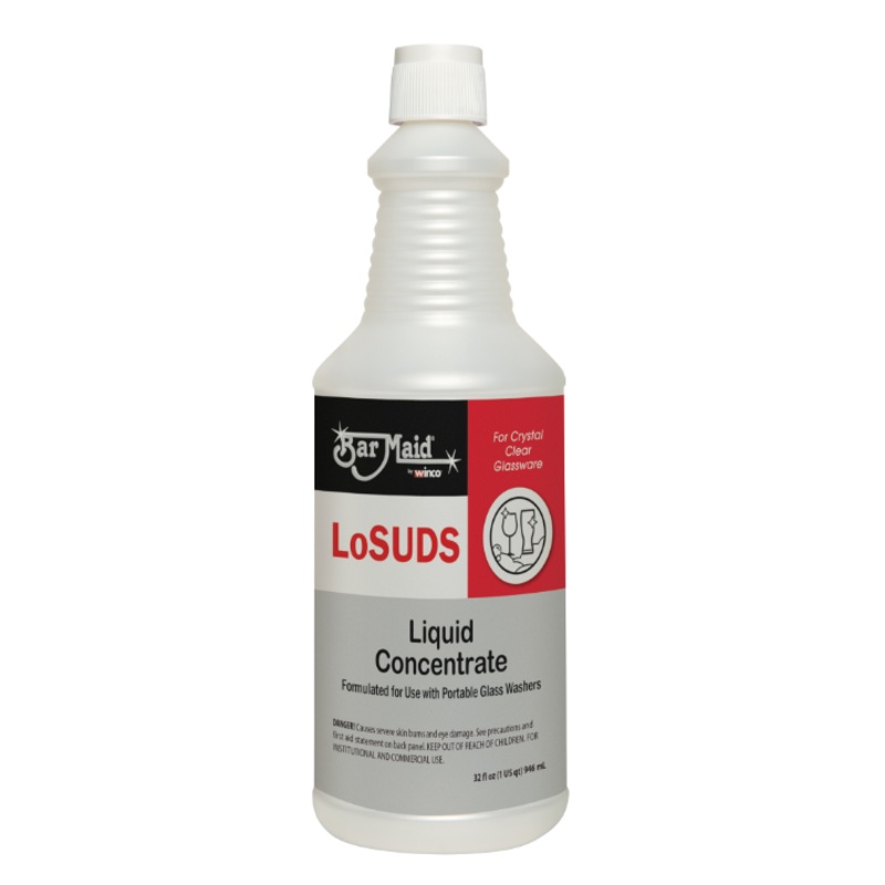 Winco DET-200 Bar Maid LoSUDS Liquid Glassware Detergent 1 qt.