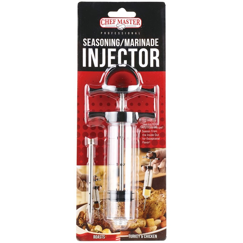 Chef Master 40100P Seasoning / Marinade Injector with Cap and Stainless Steel Needle 2 oz.