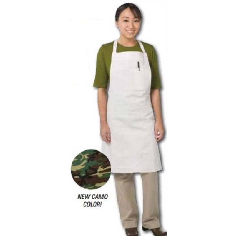 Jayhawk CBA-CM Full Length Bib Apron with Combo Pencil Pocket 28-1/2" x 33" - Camo
