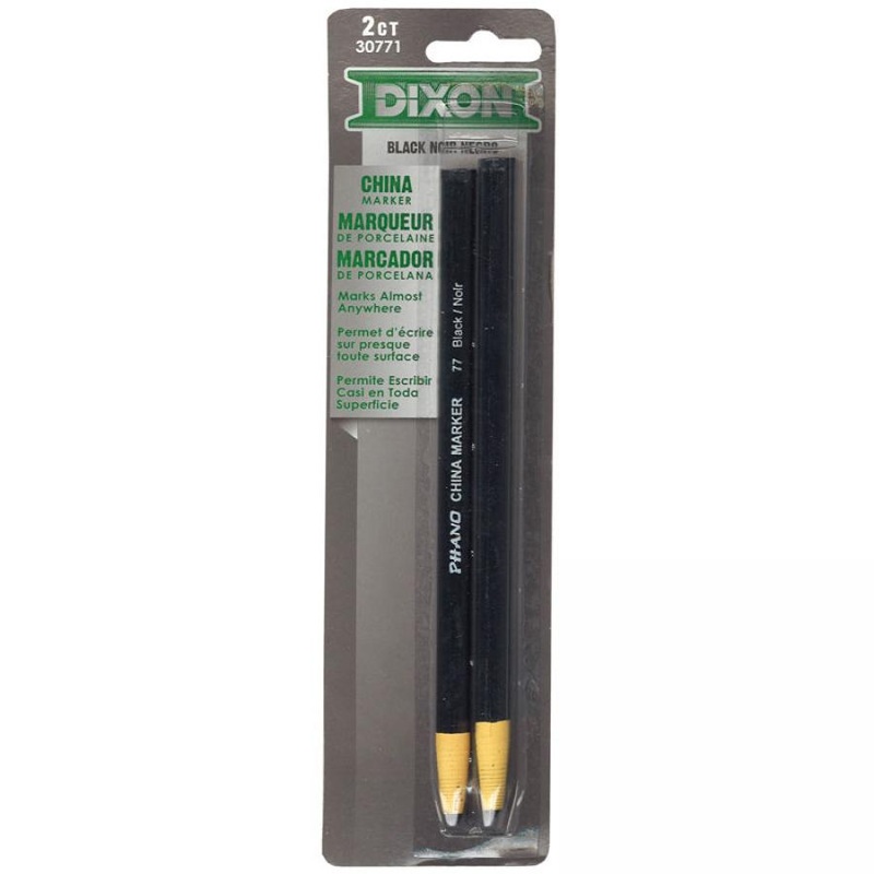 Jayhawk CM-2K Washable China Markers/Grease Pencils - Black - 2/Pack