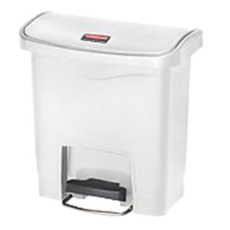 Rubbermaid 1883554 Slim Jim Resin Rectangular Front Step-On Trash Can 4 Gal. - White