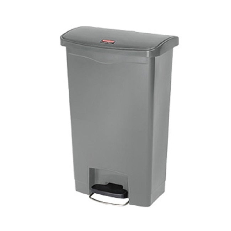 Rubbermaid 1883602 Slim Jim Resin Rectangular Front Step-On Trash Can 13 Gal. - Gray