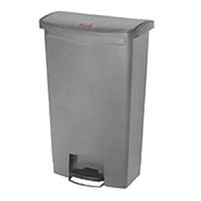 Rubbermaid 1883604 Slim Jim Resin Rectangular Front Step-On Trash Can 18 Gal. - Gray