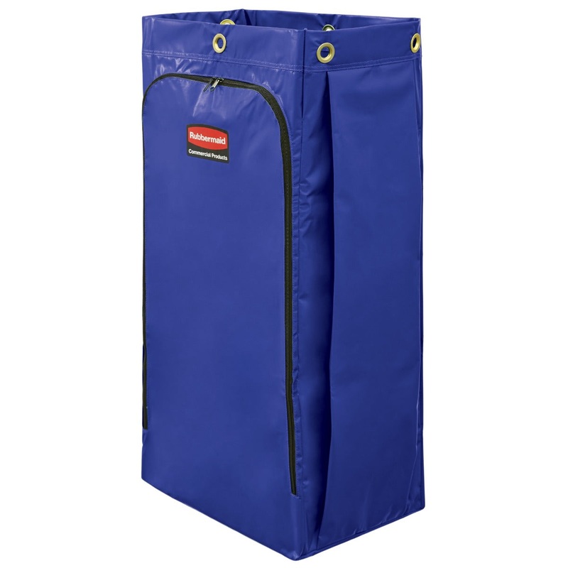 Rubbermaid 1966883 Janitorial Cart Vinyl Replacement Bag with Zipper 34 Gal. - Blue