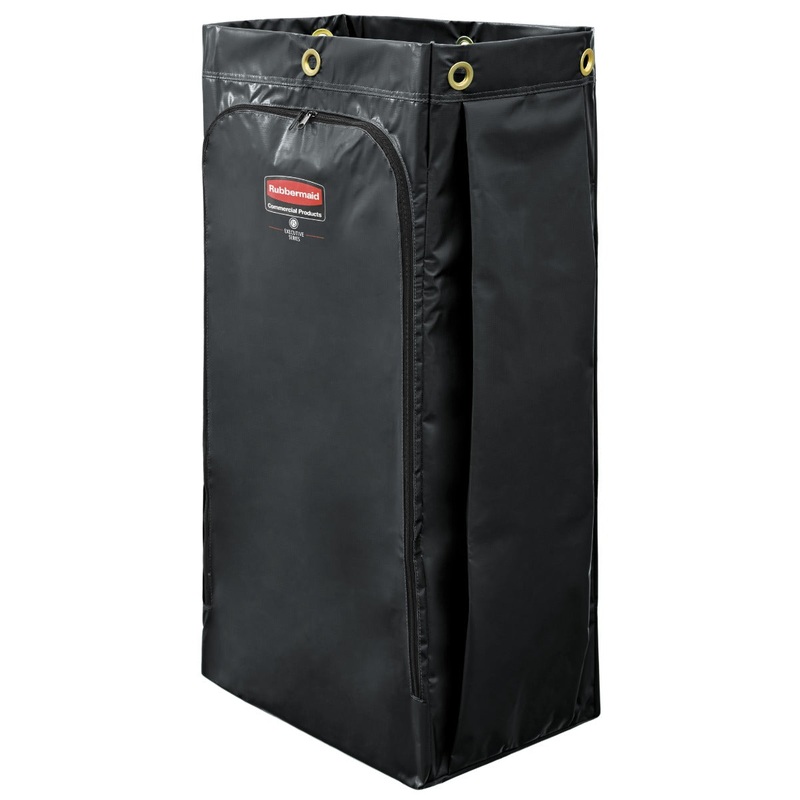 Rubbermaid 1966886 Janitorial Cart Vinyl Replacement Bag with Zipper 34 Gal. - Black