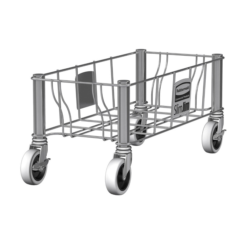 Rubbermaid 1968468 Slim Jim Single Stainless Steel Wire Trash Can Dolly - Holds (1) Slim Jim Container