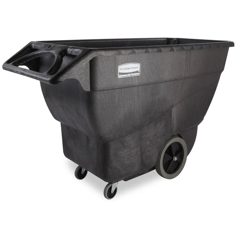 Rubbermaid FG101100BLA Structural Foam Open Top Utility Duty Tilt Truck / Trash Cart - Black - 3/4 cu. yd. (600 lb. Capacity)