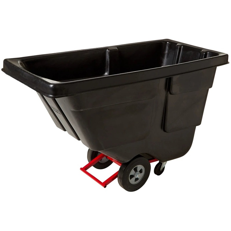 Rubbermaid FG130400BLA Rotomolded Open Top Utility Duty Tilt Truck / Trash Cart - Black -  1/2 cu. yd. (450 lb. Capacity)