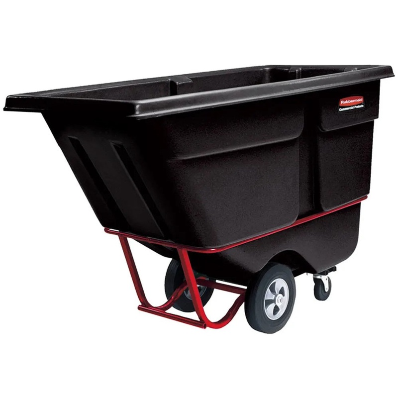 Rubbermaid FG130500BLA Rotomolded Open Top Standard Duty Tilt Truck / Trash Cart - Black - 1/2 cu. yd. (850 lb. Capacity)