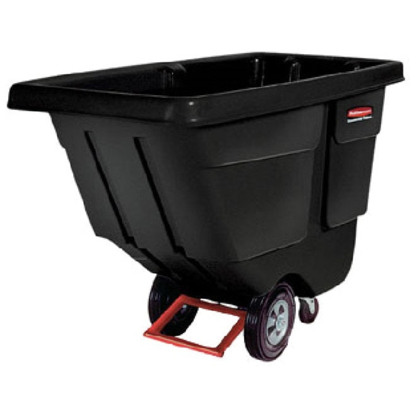 Rubbermaid FG131400BLA Rotomolded Open Top Utility Duty Tilt Truck / Trash Cart - Black -  1 cu. yd. (850 lb. Capacity)