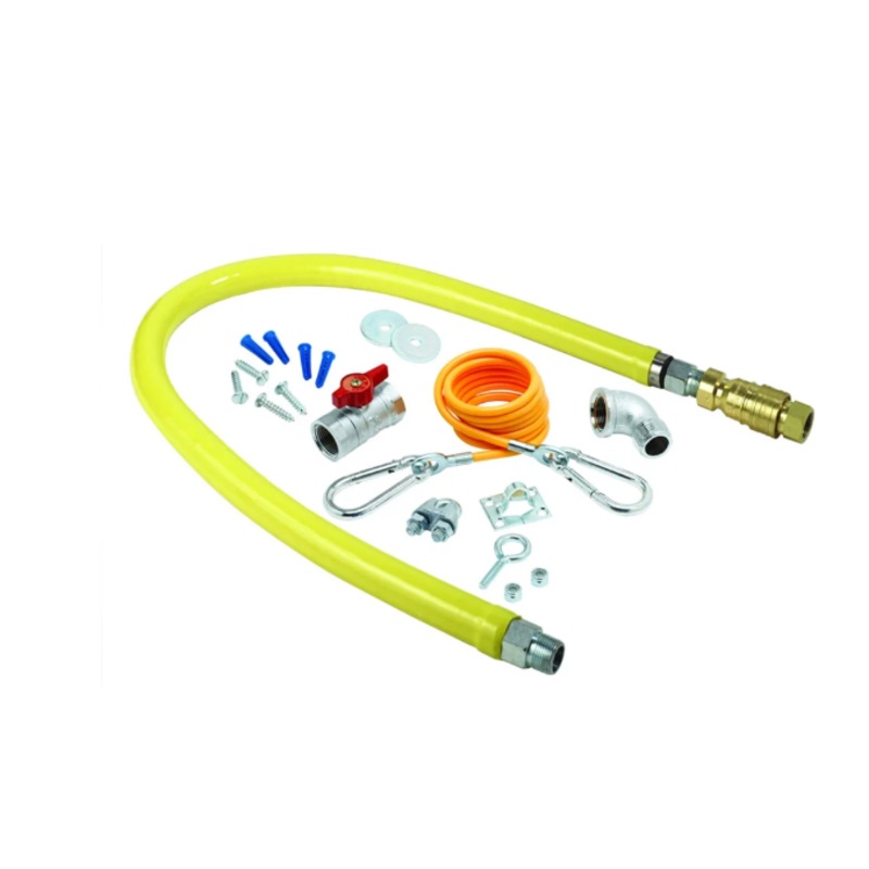 T&S Brass HG-4D-48SK 48" Gas Connector Hose w/ 3/4" Male/Male Couplings, Includes Installation Kit