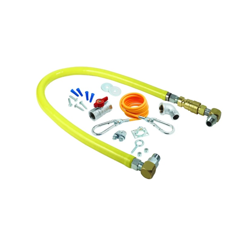 T&S Brass HG-4E-48SK 48" Gas Connector Kit w/ Quick Disconnect, (2) SwiveLink Swivels & (1) 90 Elbow - 1" Connection