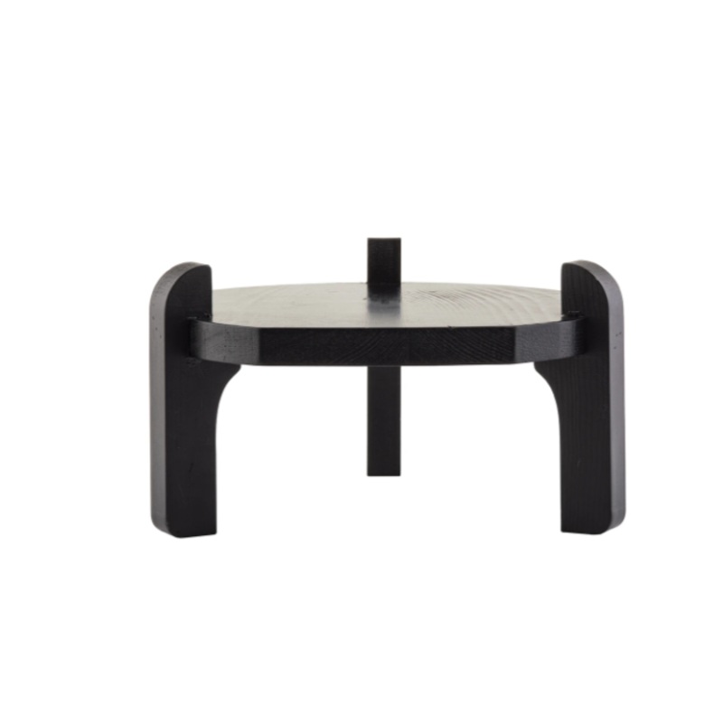 TableCraft 10756 10" Round Stand for Beverage Dispenser - 5 3/4"H, Pinewood, Black