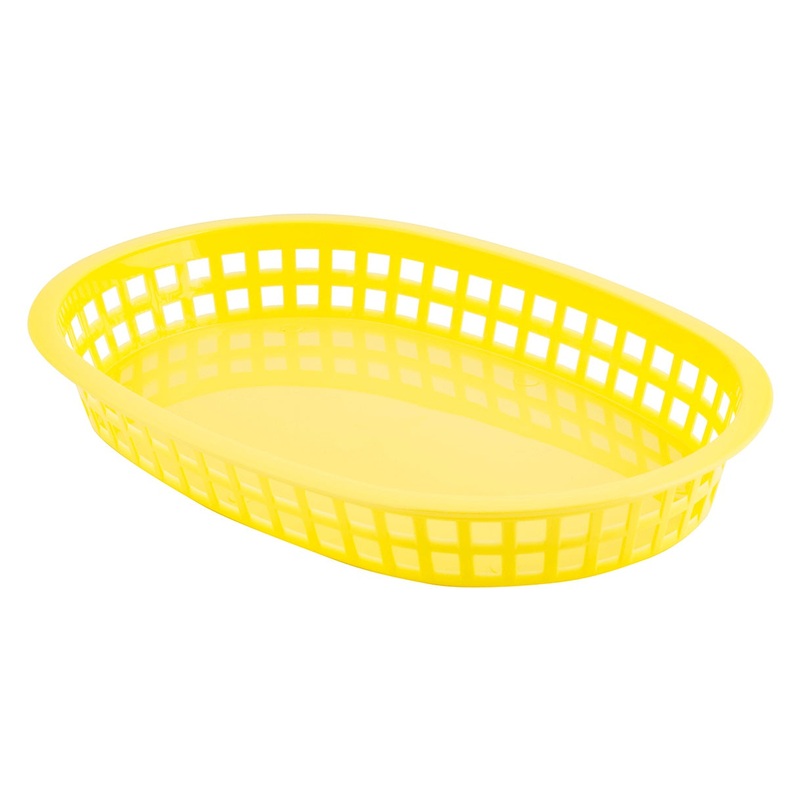 TableCraft 1076Y Chicago Polyethylene Oval Platter Basket 10-1/2" x 7-1/4" x 1-1/2"H - Yellow - 36/Case
