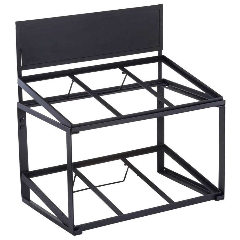 TableCraft 11000 2-Tiered Metal Display Crate Frame Riser with Removable Chalkboard Panel 21-1/2" x 13-1/2" x 22-1/4 - Black