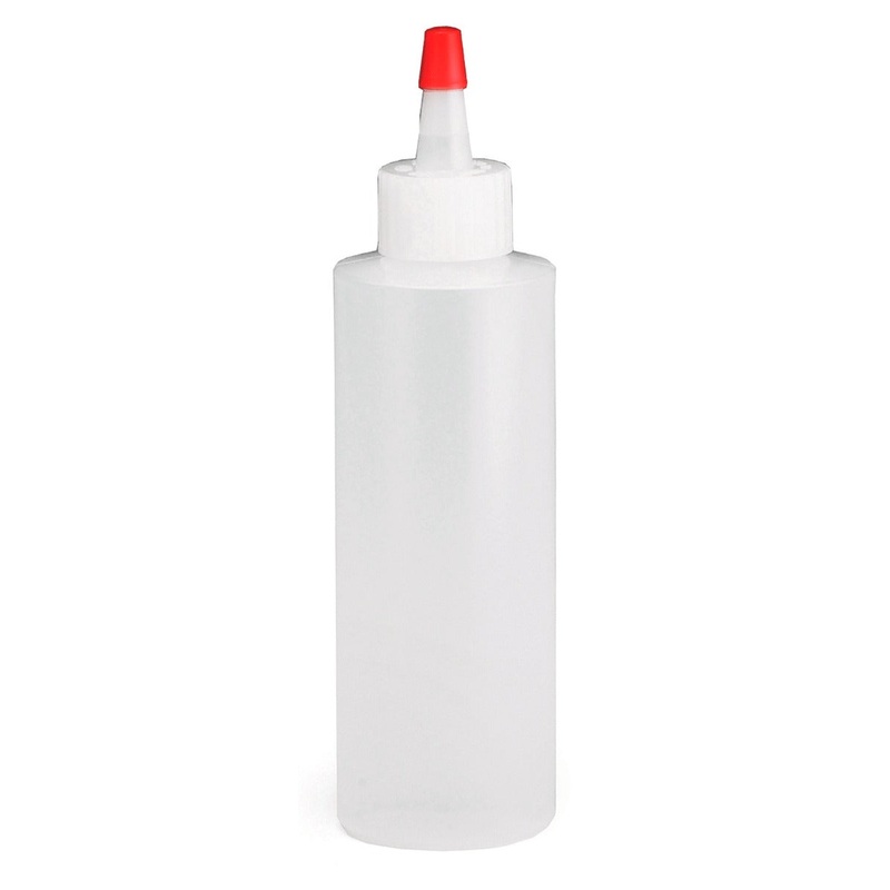 TableCraft 1104 Chef's Polyethylene Squeeze Bottle with Natural Cone Tip and Red Cap 4 oz. - Clear - 24/Case