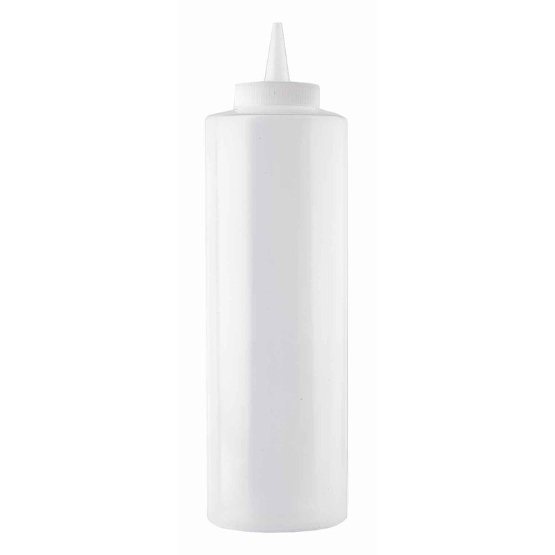 TableCraft 124C-1 Standard Polyethylene Squeeze Bottle with Natural Cone Tip Top and 38 mm Opening 24 oz. - Clear - 12/Case