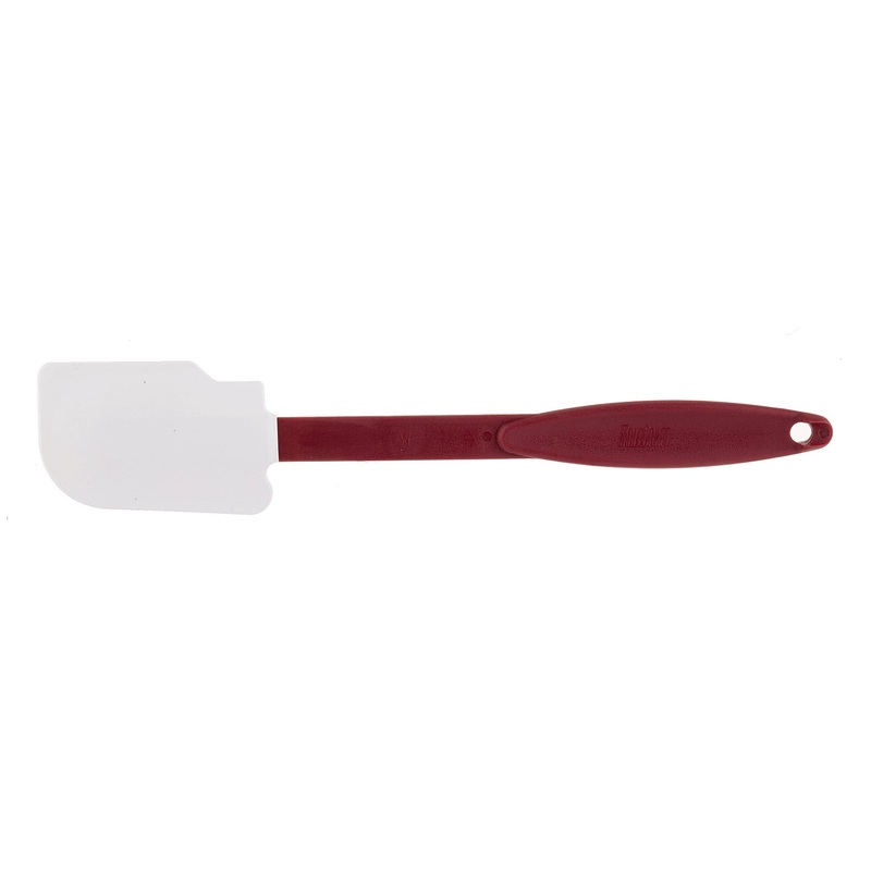 TableCraft 1863 High-Heat Silicone Spatula with Notched Blade and Red Nylon Handle 14" - 24/Case