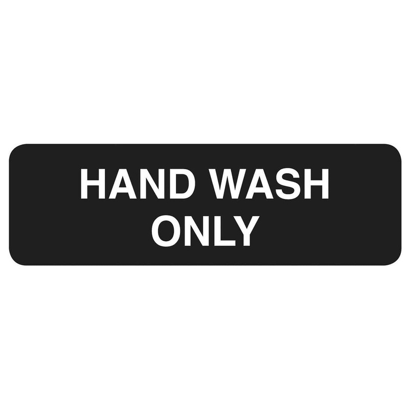 TableCraft 394554 Plastic "Hand Wash Only" Sign 9" x 3" - Black / White