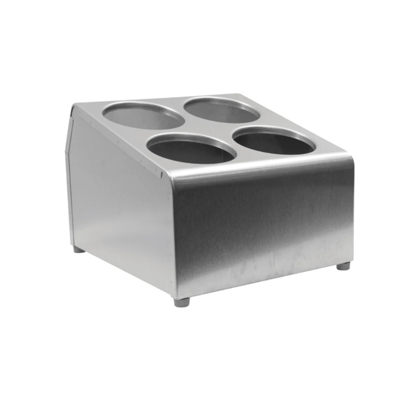 TableCraft 7042 Stainless Steel Flatware Cylinder w/ Four Holes, Two-Tier