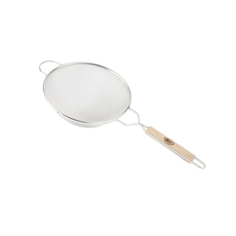 TableCraft 89 Tin-Plated Medium Single Mesh Strainer with 10-1/4" dia. Bowl and Wood Handle - 12/Case