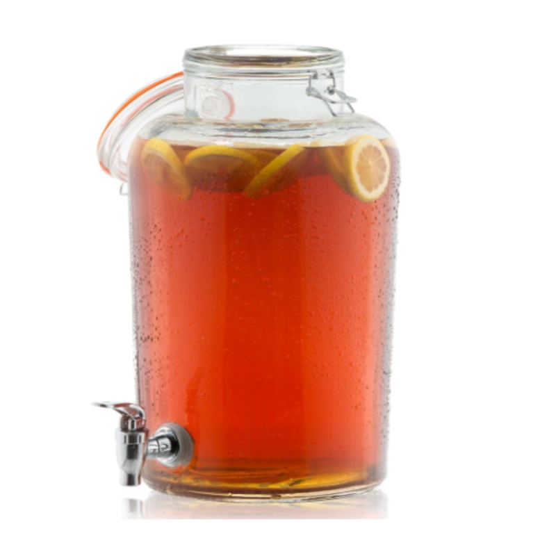 TableCraft BDG2000 2 Gallon Rustic Country Glass Beverage Dispenser - Clear
