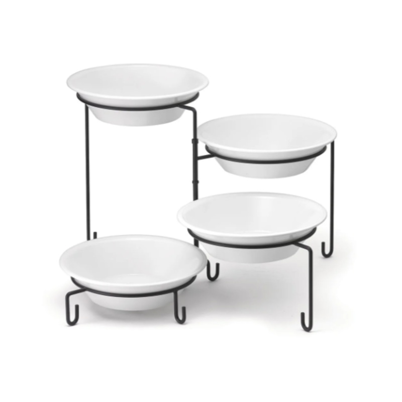 TableCraft BKP4 Four Tiered Stand, 9 Dia x 14 1/2"H, Metal, Black